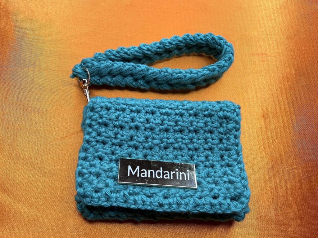 crochet card holder with braided wristlet